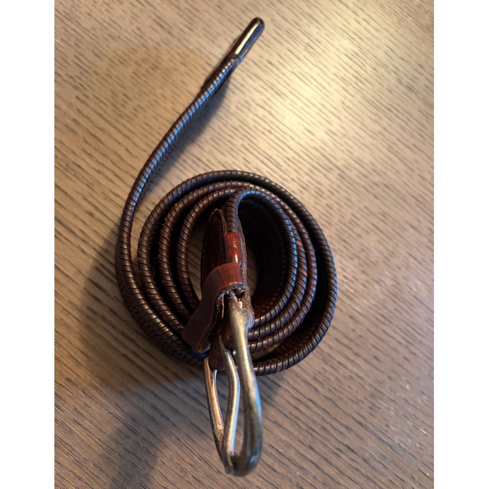 J. McLaughlin Mens Braided Leather Belt Dark Brown Woven Silver Buckle Size 36 - Picture 5 of 7